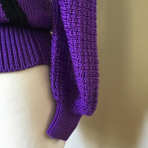 Vintage Enfin by Marcia Purple Floral Appliqué Hand Loomed Sweater - Picture 6 of 11